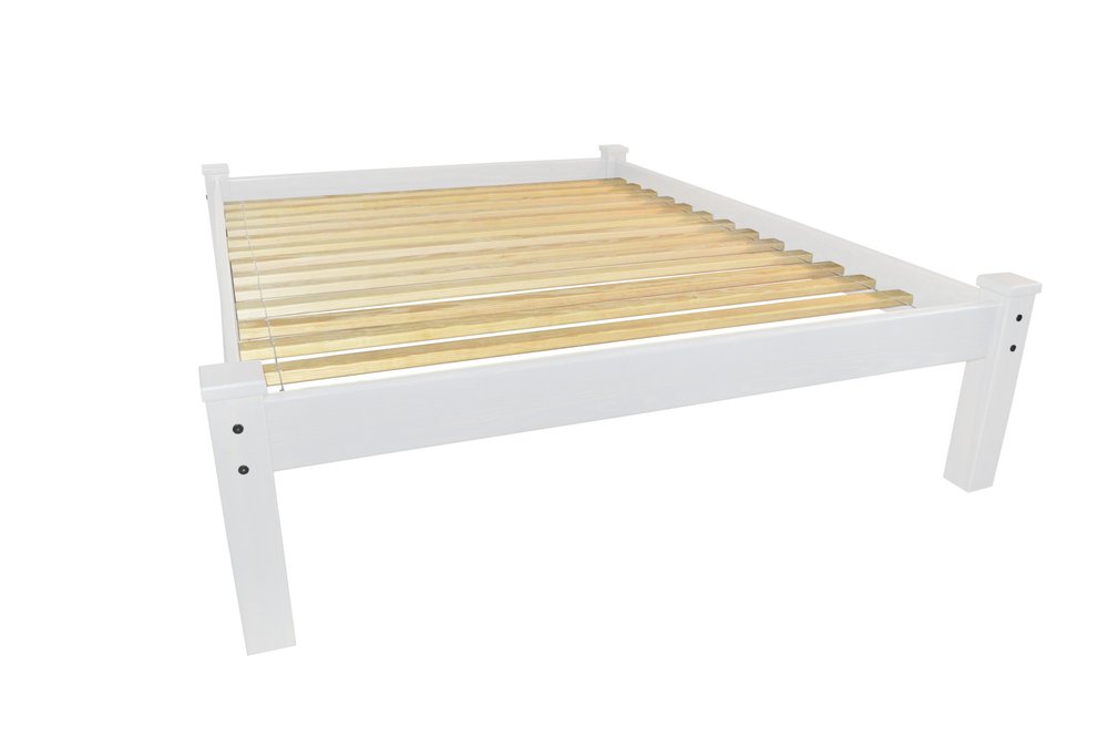 White Solid Wood Full Bed Frame HomeRoots