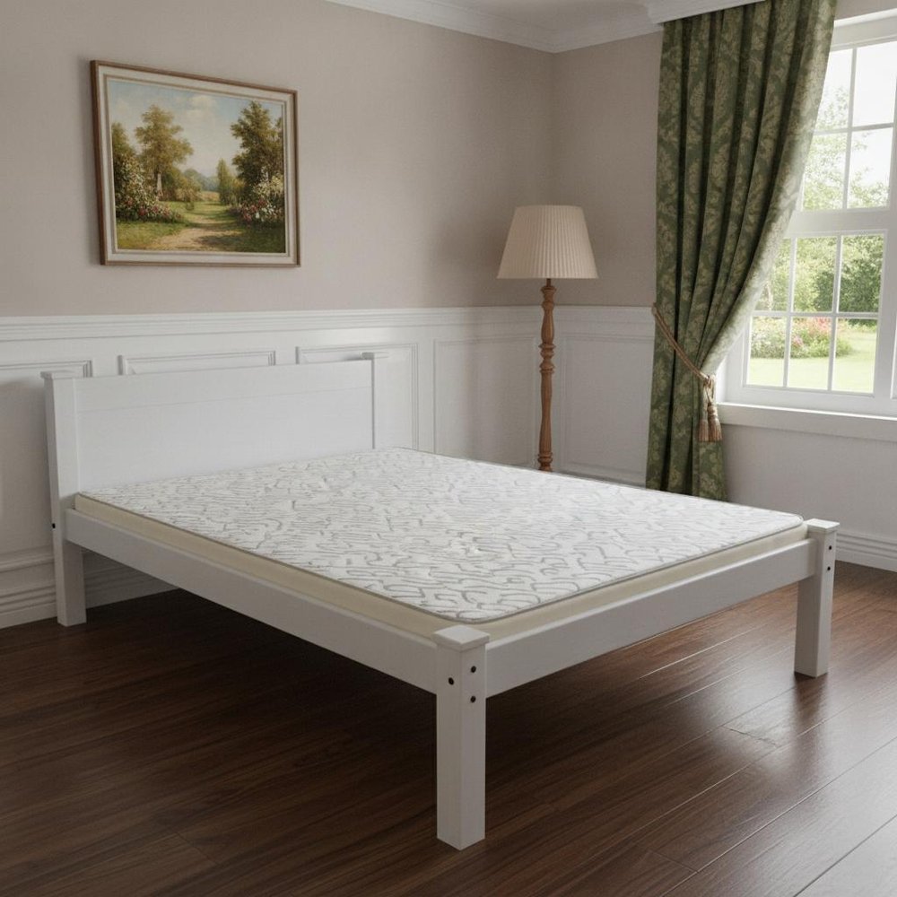 White Solid Wood Full Bed Frame HomeRoots