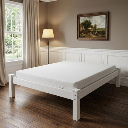 White Solid Wood Full Bed Frame
