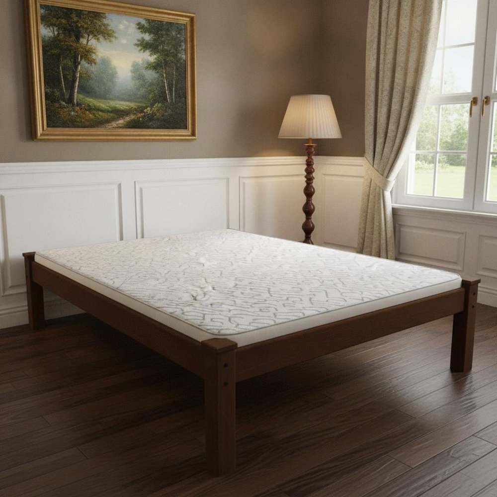 Brown Solid Wood Queen Bed Frame HomeRoots