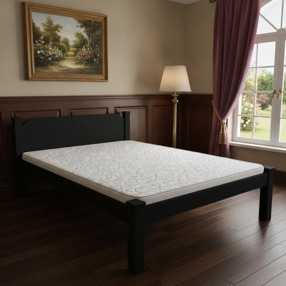 Black Solid Wood Queen Bed Frame HomeRoots