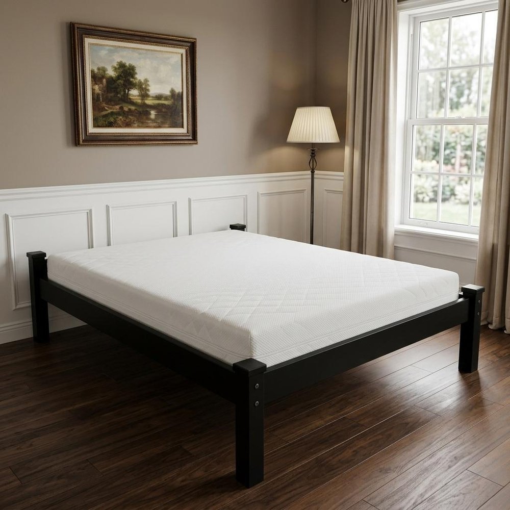 Black Solid Wood Queen Bed Frame