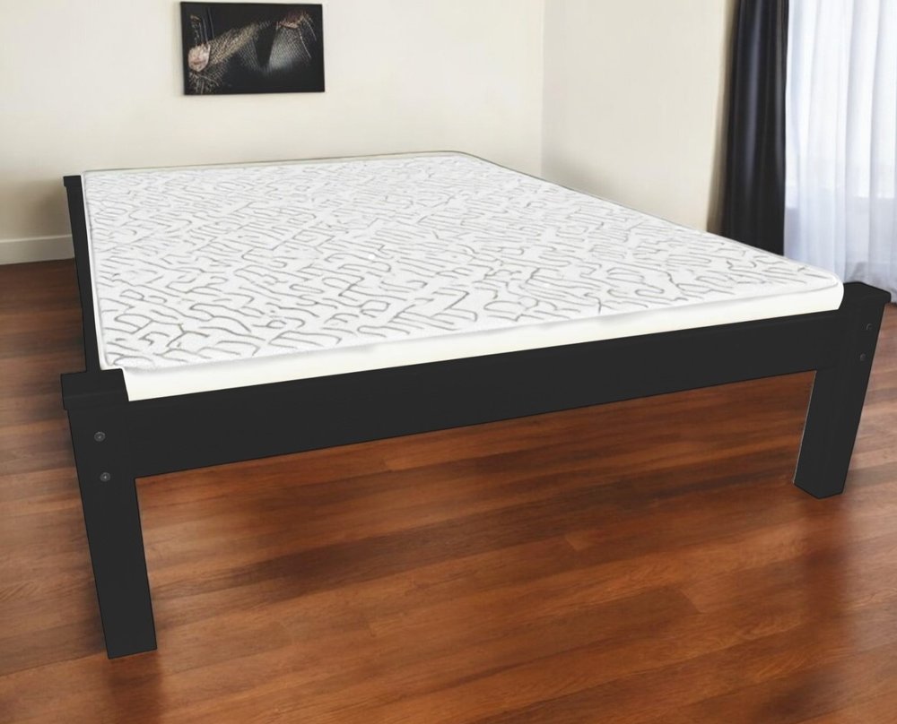 Black Solid Wood Queen Bed Frame HomeRoots