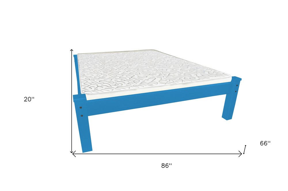 Caribbean Blue Solid Wood Queen Bed Frame HomeRoots