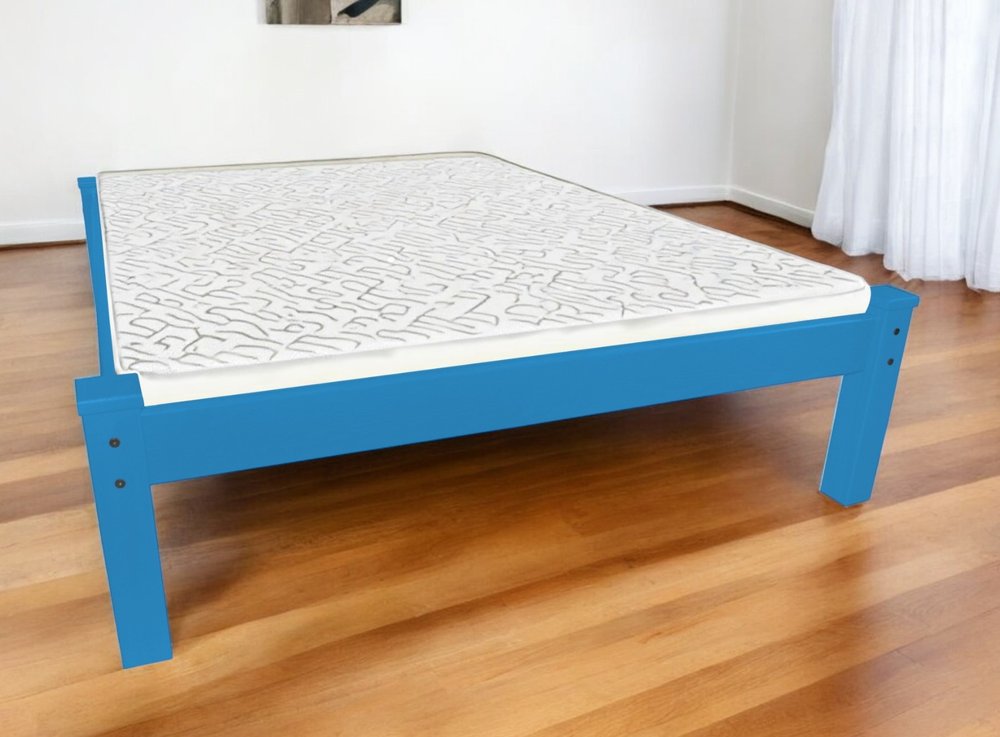 Caribbean Blue Solid Wood Queen Bed Frame HomeRoots