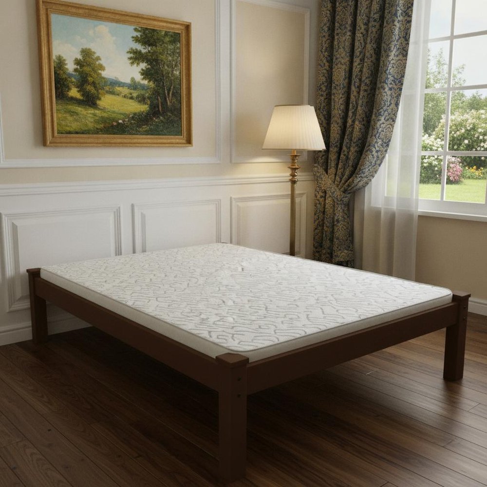 Brown Solid Wood Queen Bed Frame HomeRoots