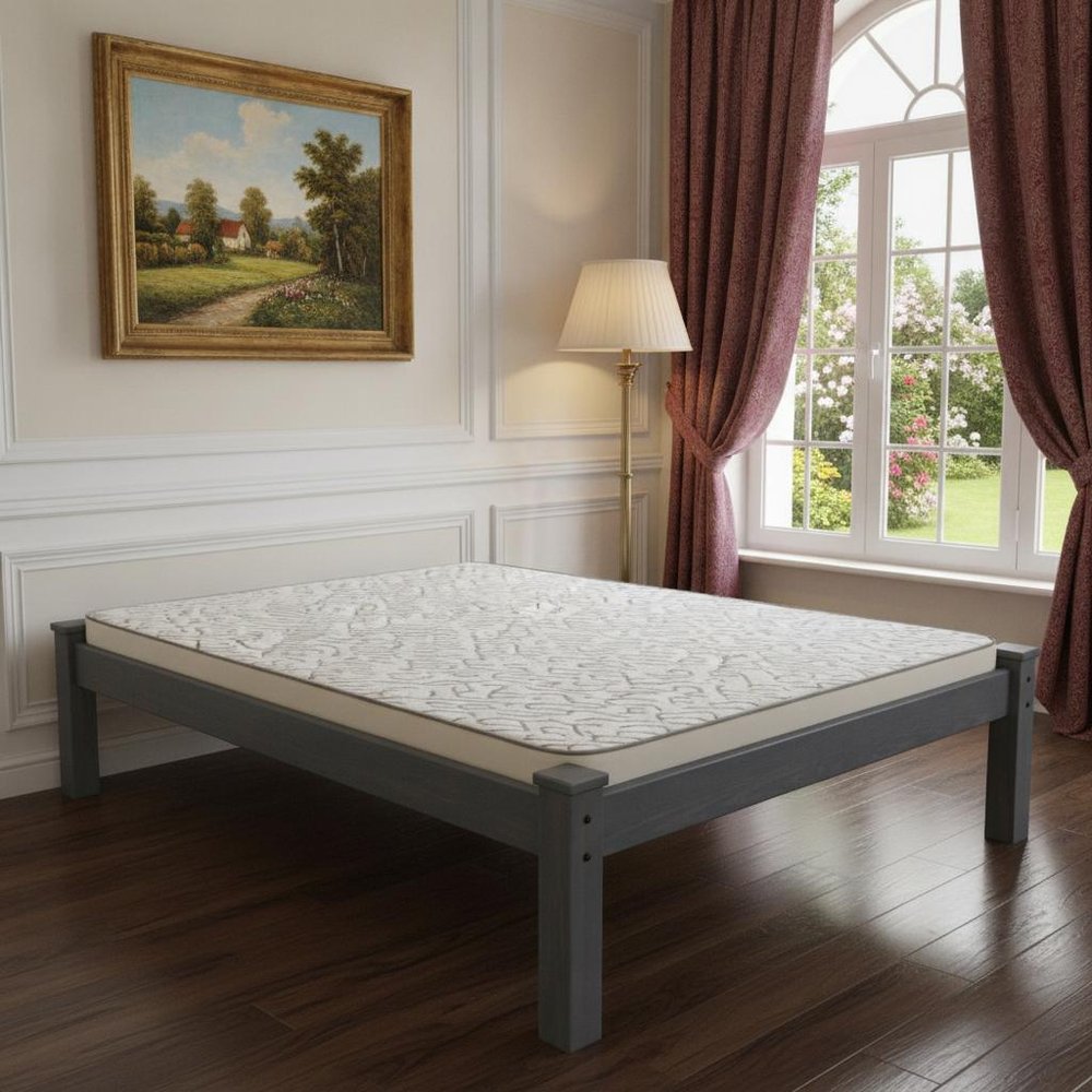 Gray Solid Wood Queen Bed Frame HomeRoots