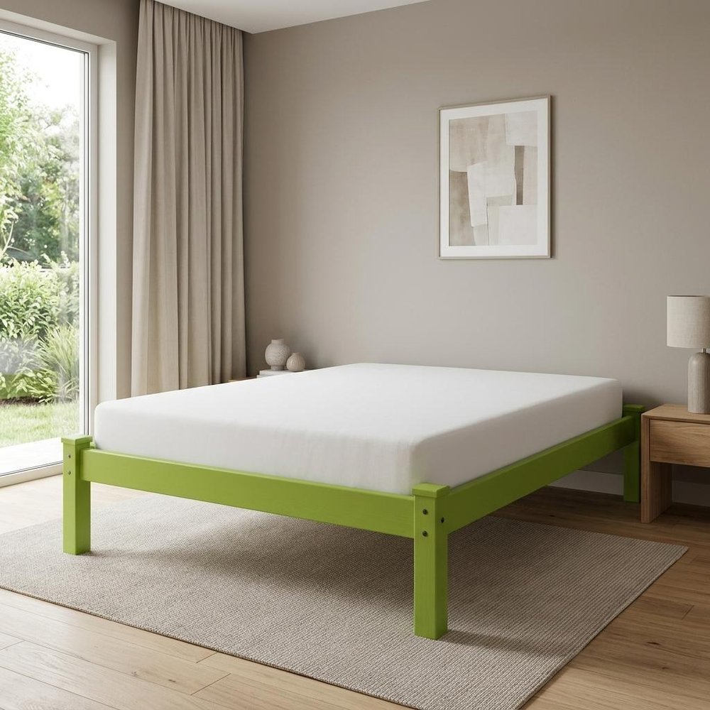 Lime Green Solid Wood Queen Bed Frame