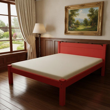 Red Solid Wood Queen Bed Frame HomeRoots