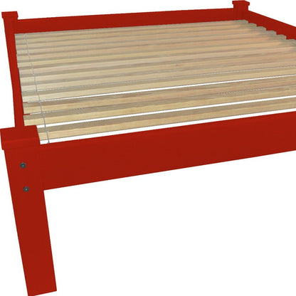 Red Solid Wood Queen Bed Frame HomeRoots