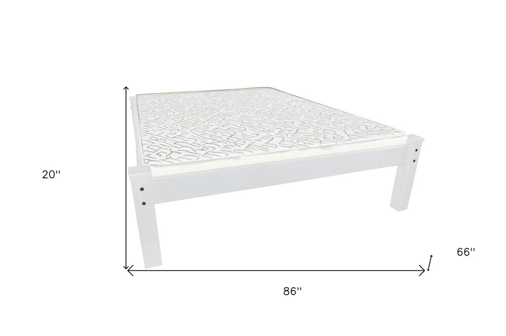 White Solid Wood Queen Bed Frame HomeRoots