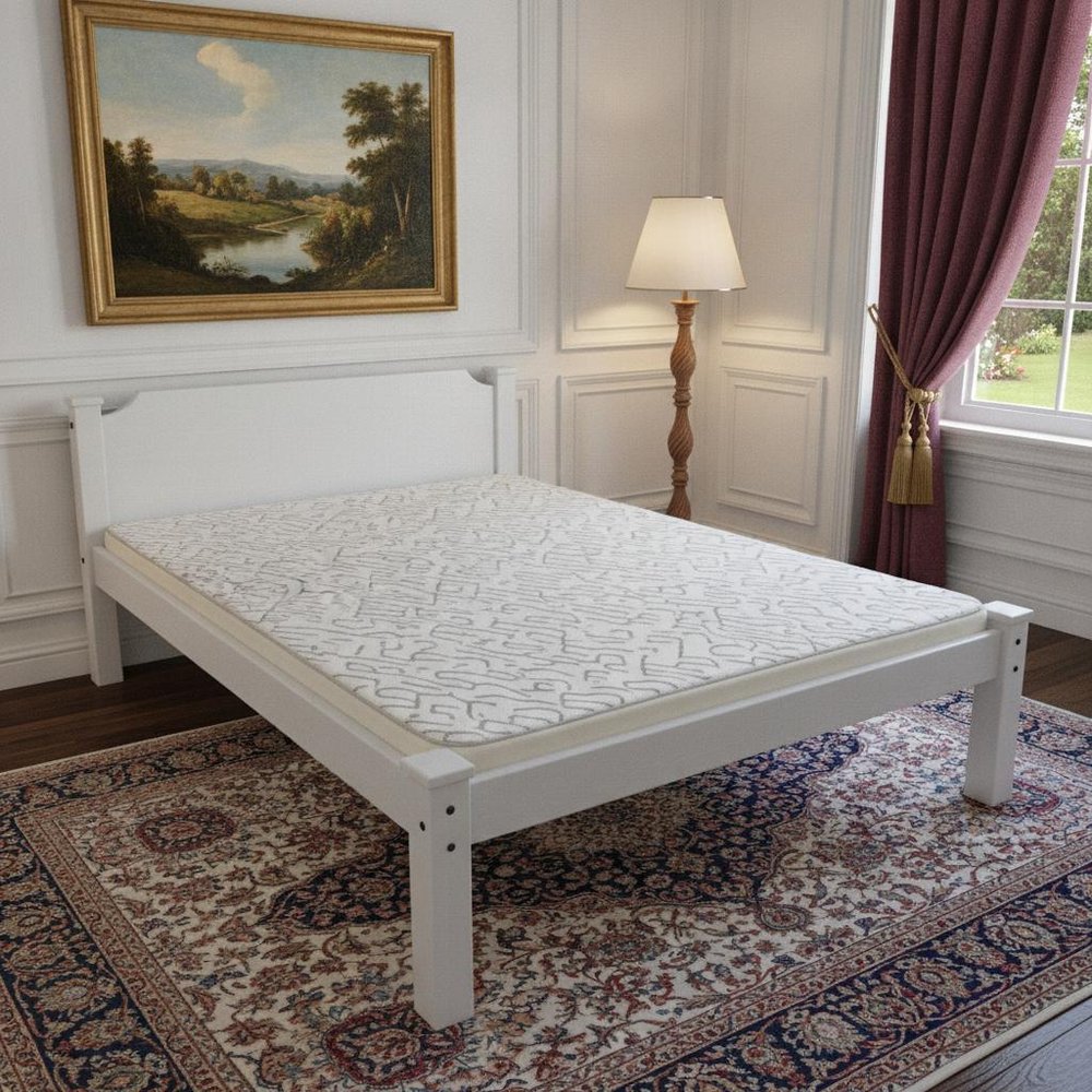 White Solid Wood Queen Bed Frame HomeRoots