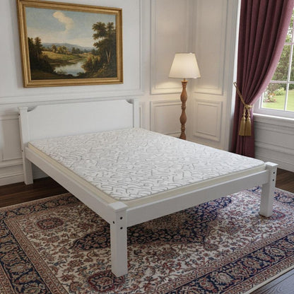 White Solid Wood Queen Bed Frame HomeRoots