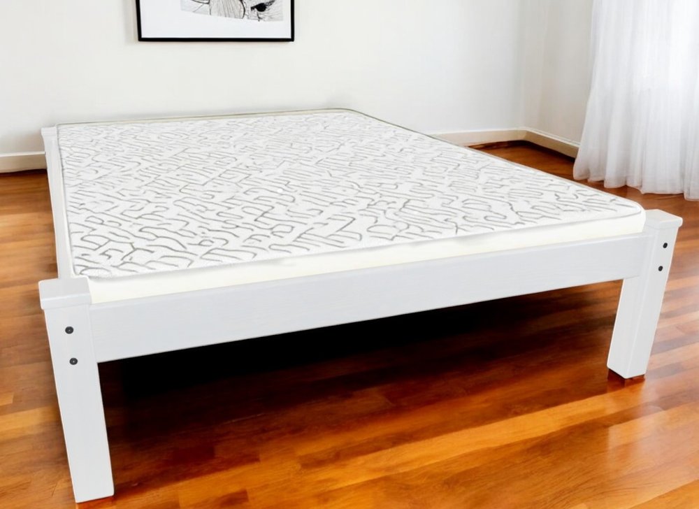 White Solid Wood Queen Bed Frame HomeRoots