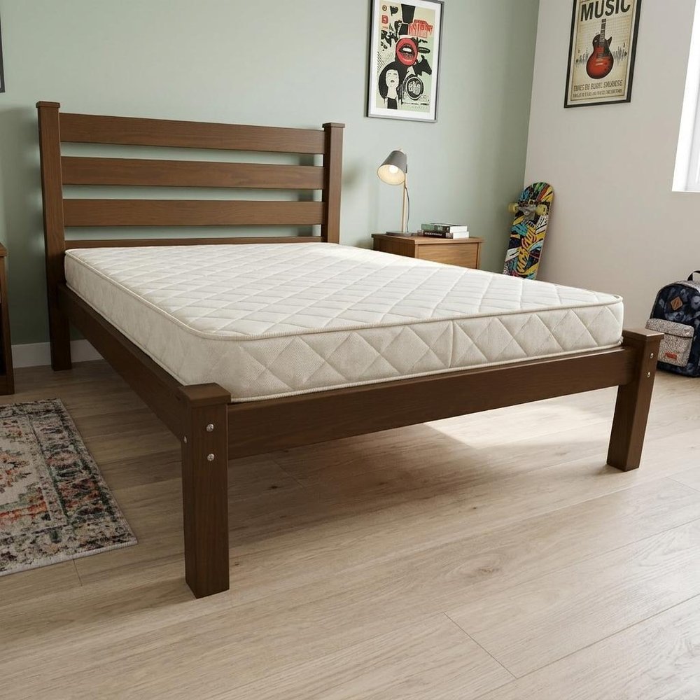 Coffee Solid Wood Twin Bed Frame