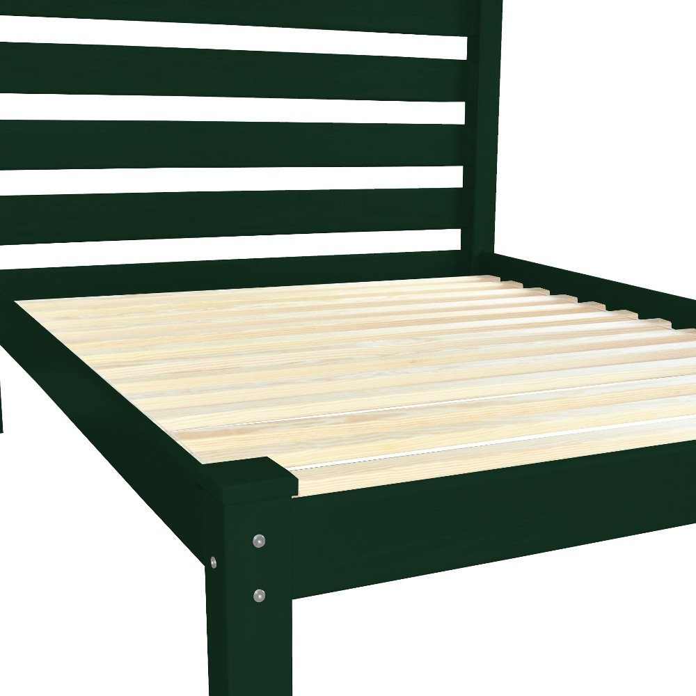 Dark Green Solid Wood Twin Bed Frame HomeRoots