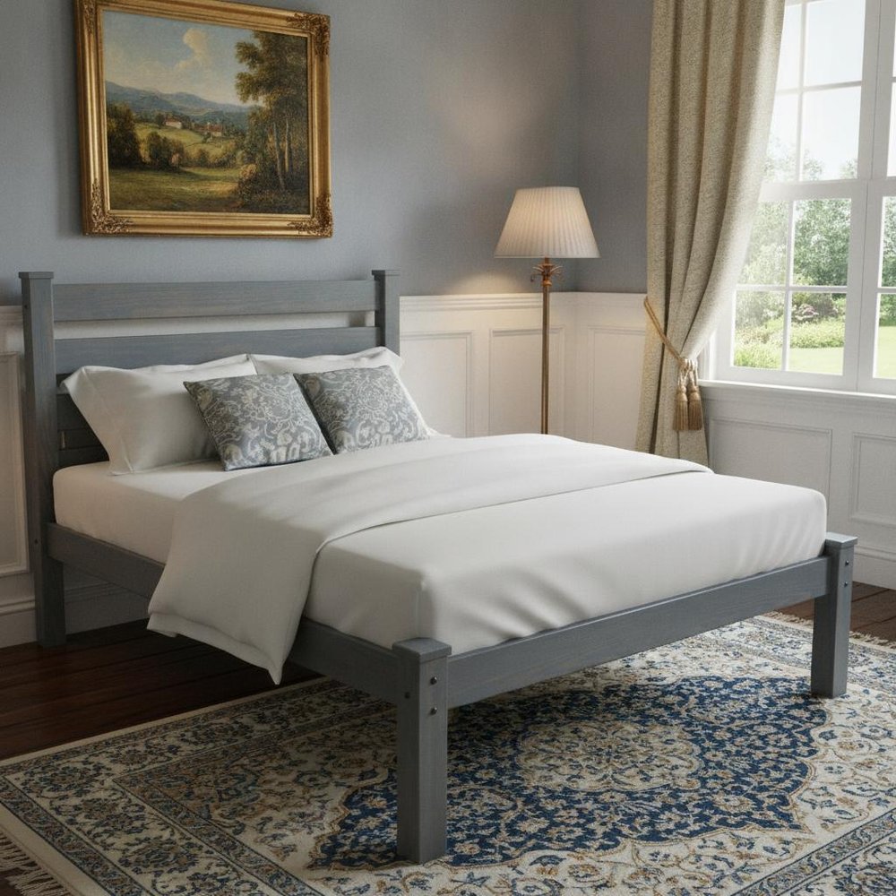 Gray Solid Wood Twin Bed Frame HomeRoots