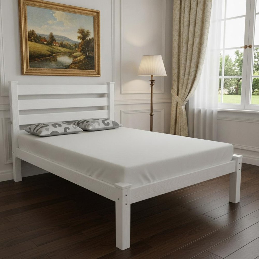 White Solid Wood Twin Bed Frame HomeRoots