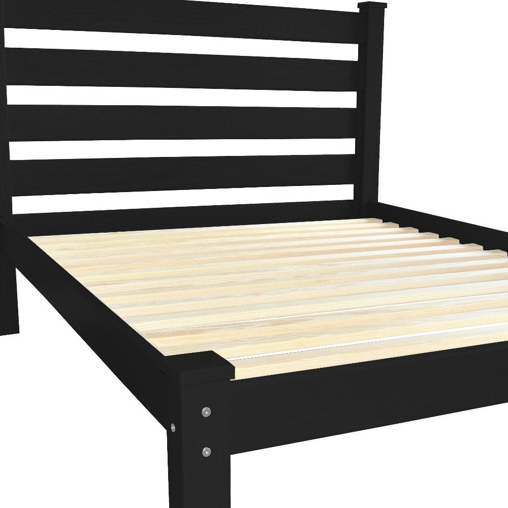 Black Solid Wood Full Bed Frame HomeRoots