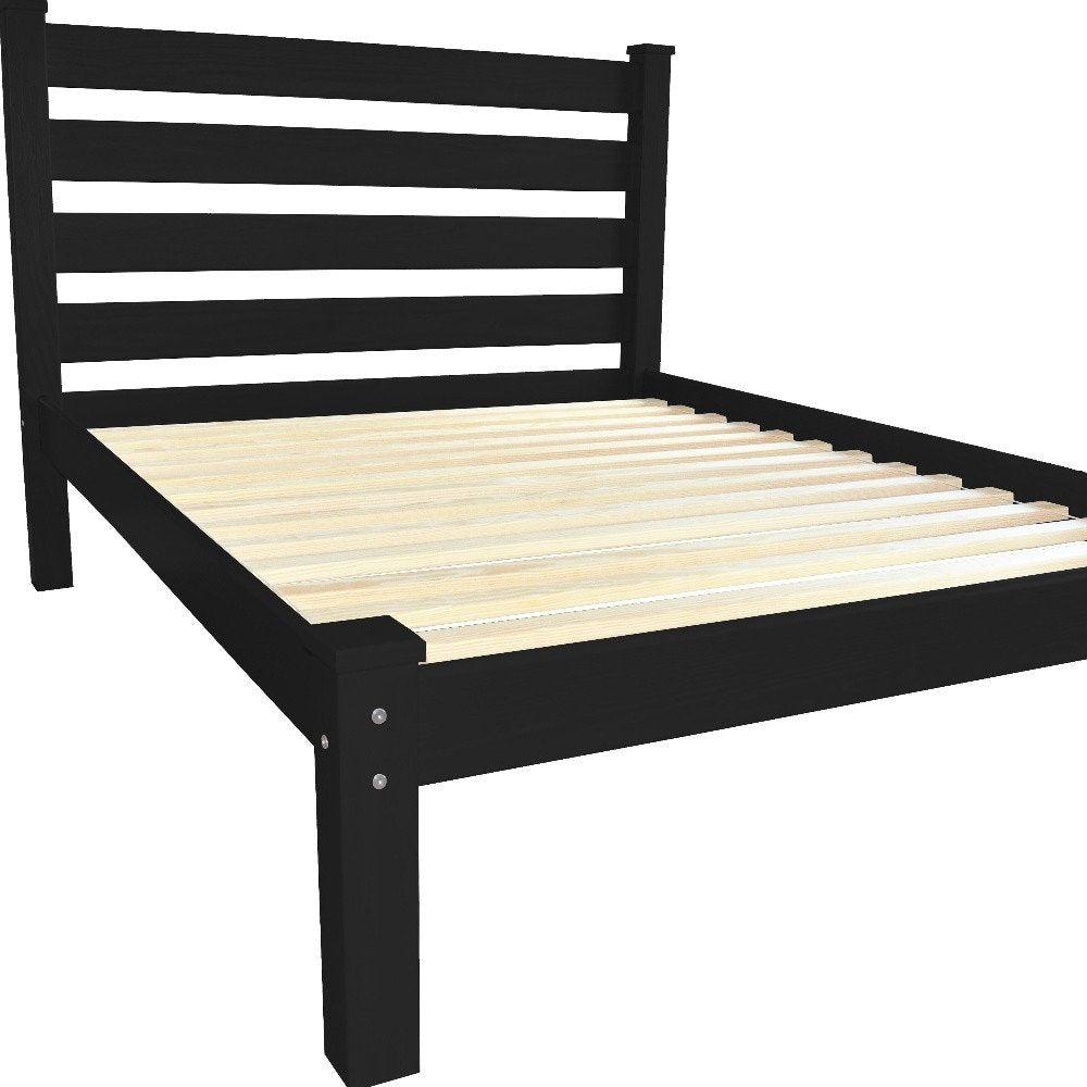 Black Solid Wood Full Bed Frame HomeRoots