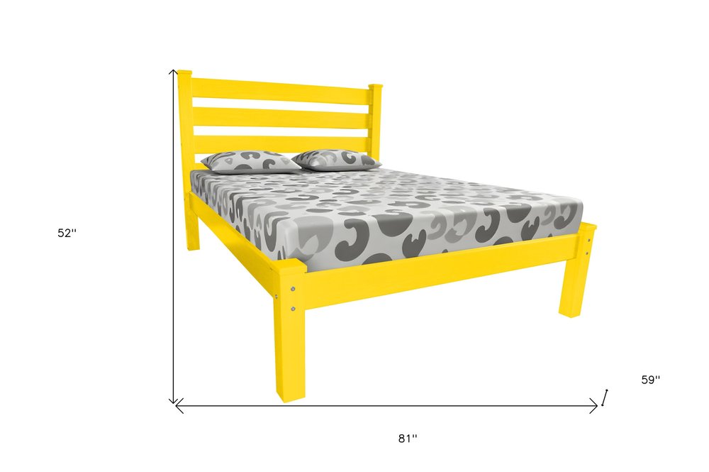 Canary Yellow Solid Wood Full Bed Frame HomeRoots