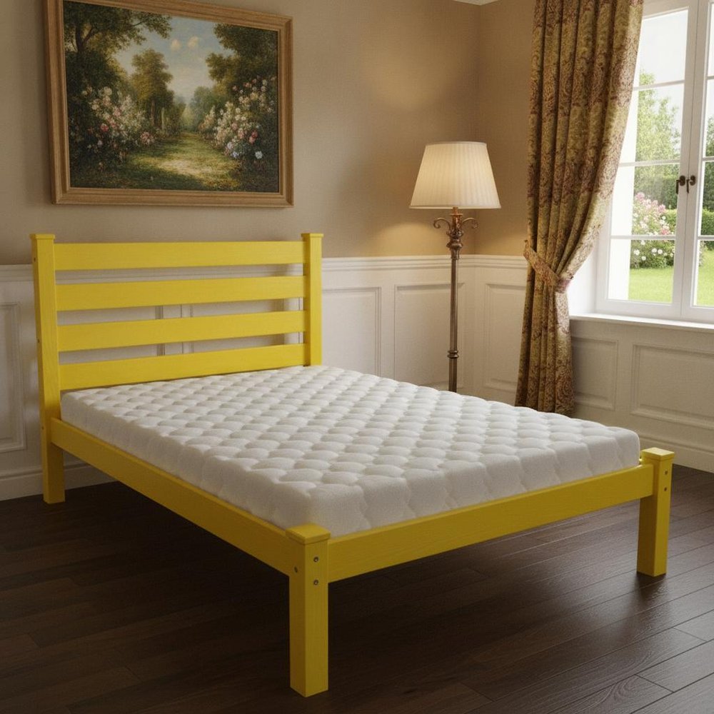 Canary Yellow Solid Wood Full Bed Frame HomeRoots