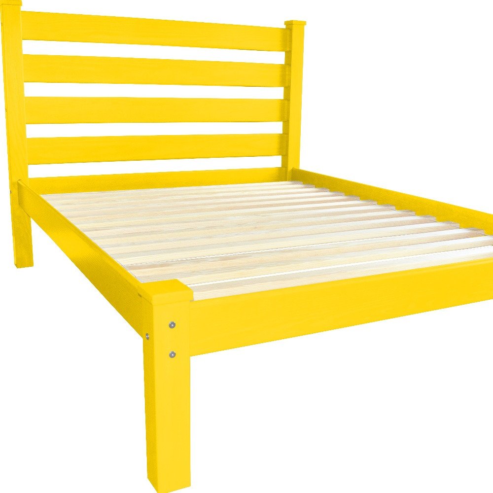 Canary Yellow Solid Wood Full Bed Frame HomeRoots