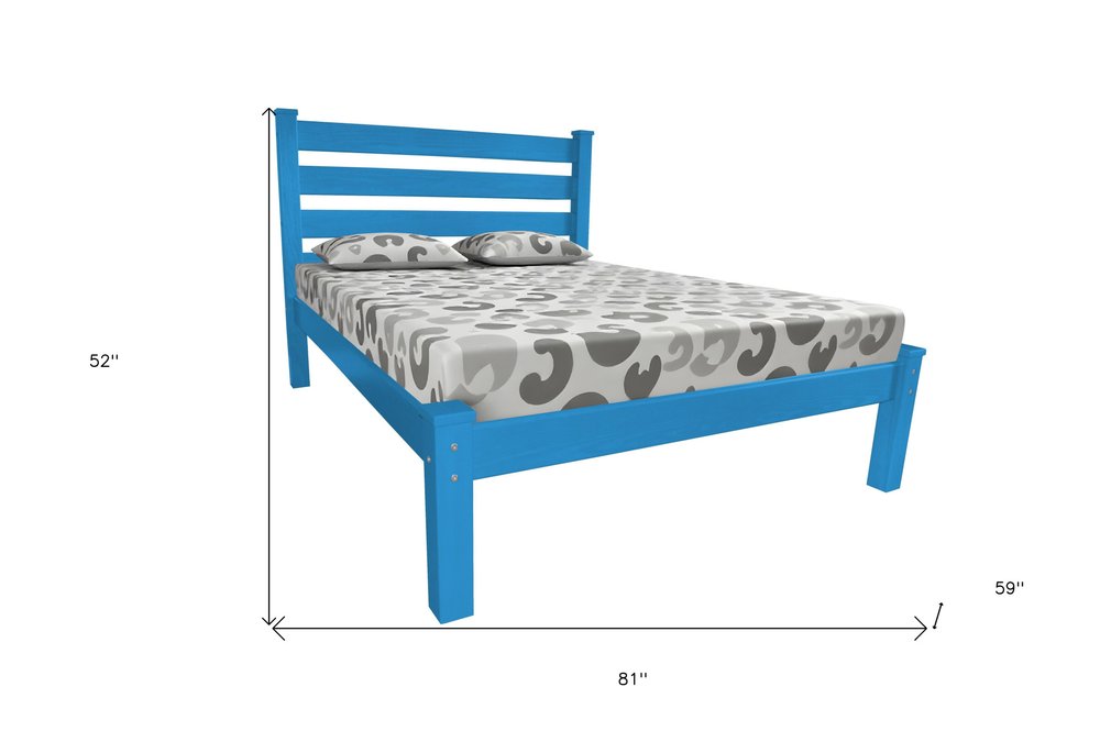 Caribbean Blue Solid Wood Full Bed Frame HomeRoots