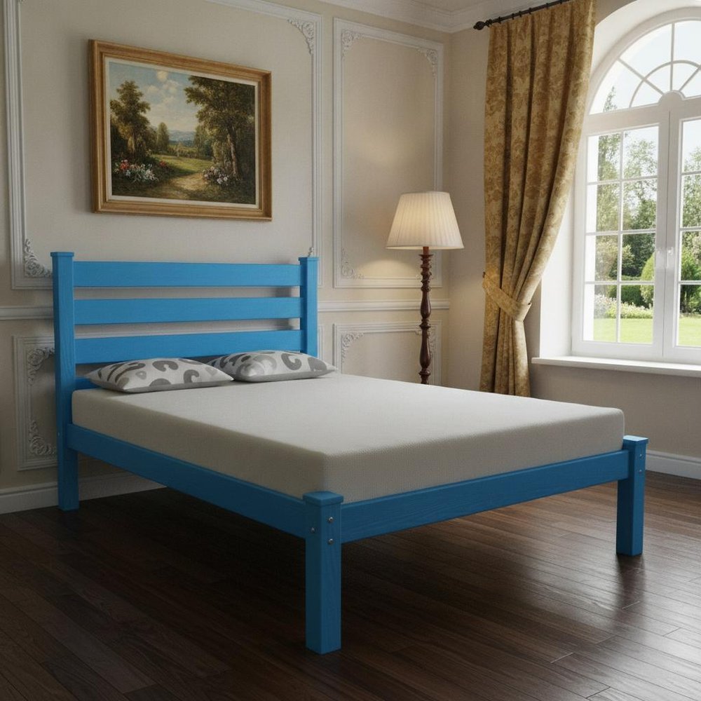 Caribbean Blue Solid Wood Full Bed Frame HomeRoots