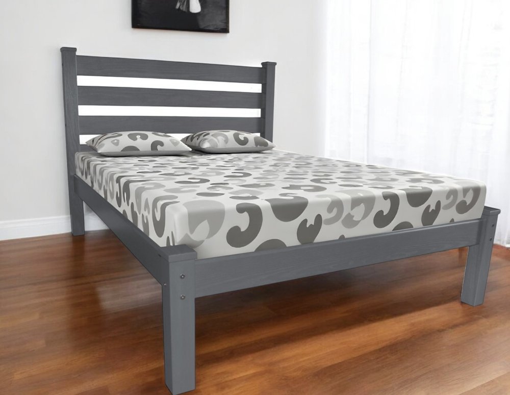 Gray Solid Wood Full Bed Frame HomeRoots