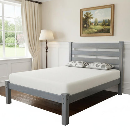 Gray Solid Wood Full Bed Frame HomeRoots