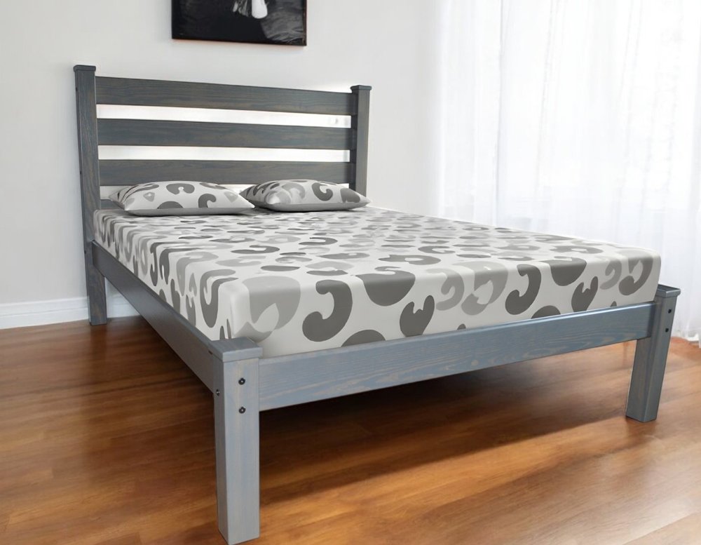 Gray Solid Wood Full Bed Frame HomeRoots