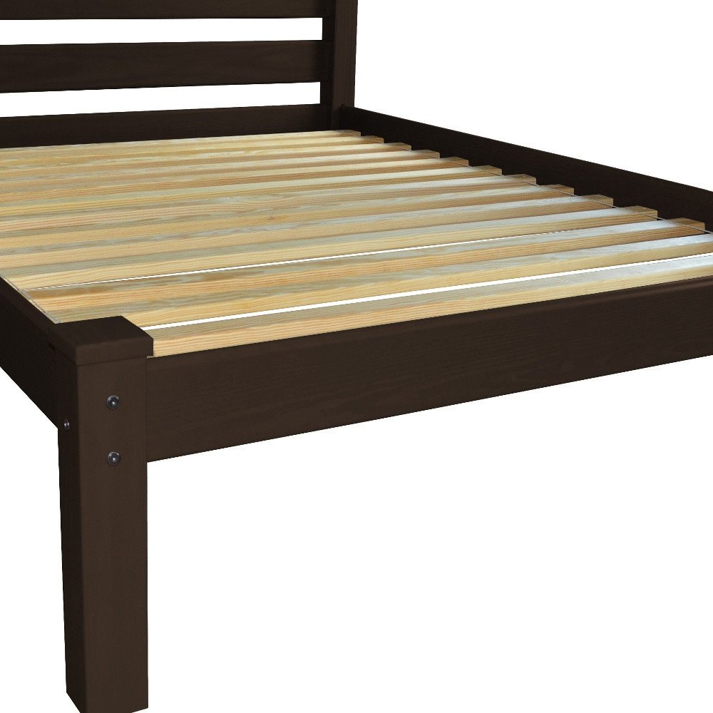 Dark Brown Solid Wood Full Bed Frame HomeRoots