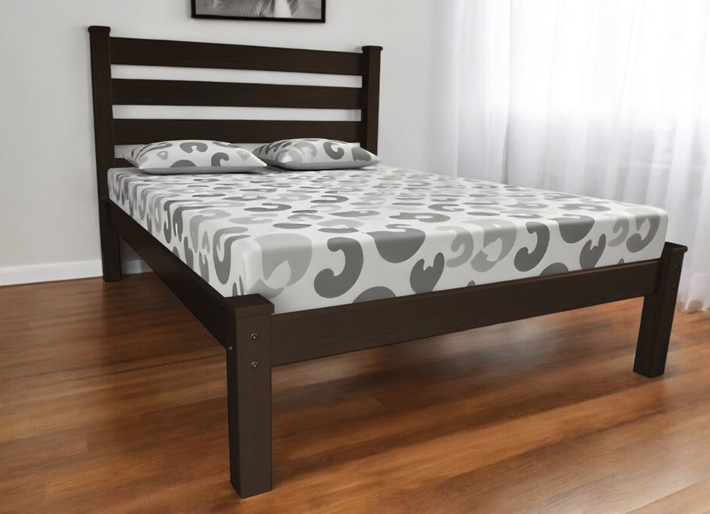 Dark Brown Solid Wood Full Bed Frame HomeRoots