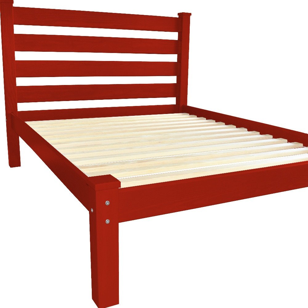 Red Solid Wood Full Bed Frame HomeRoots