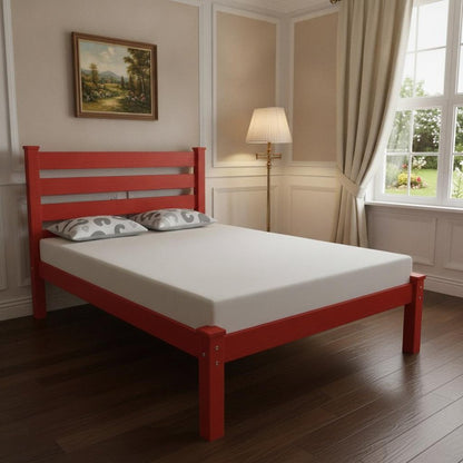 Red Solid Wood Full Bed Frame HomeRoots
