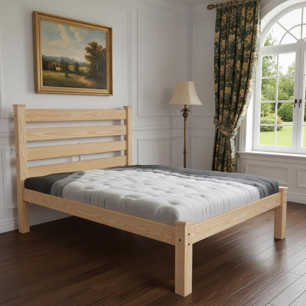 Natural Solid Wood Full Bed Frame HomeRoots