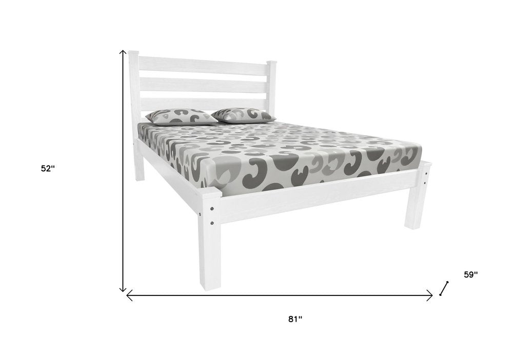 White Solid Wood Full Bed Frame HomeRoots