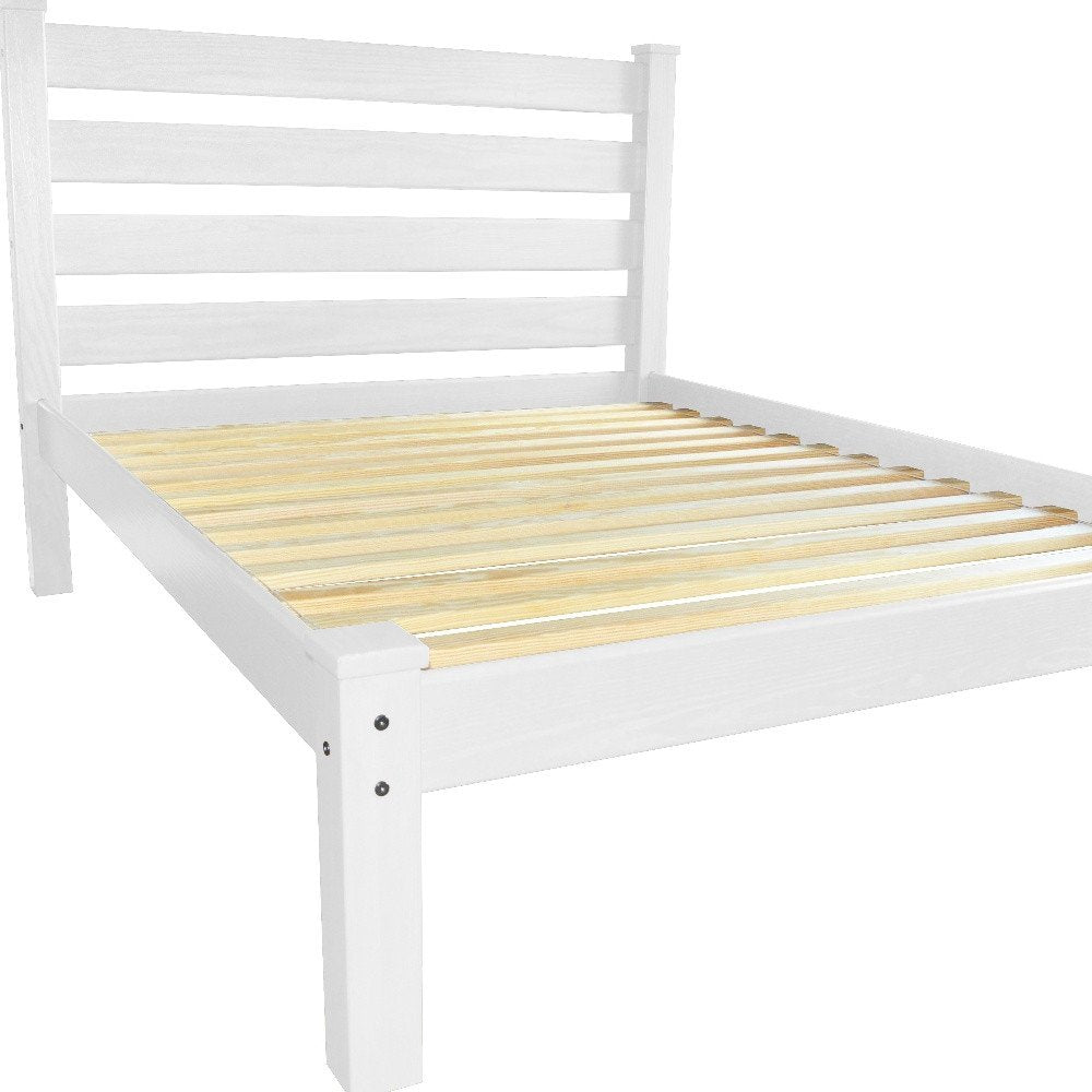 White Solid Wood Full Bed Frame HomeRoots