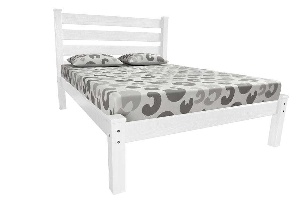 White Solid Wood Full Bed Frame HomeRoots