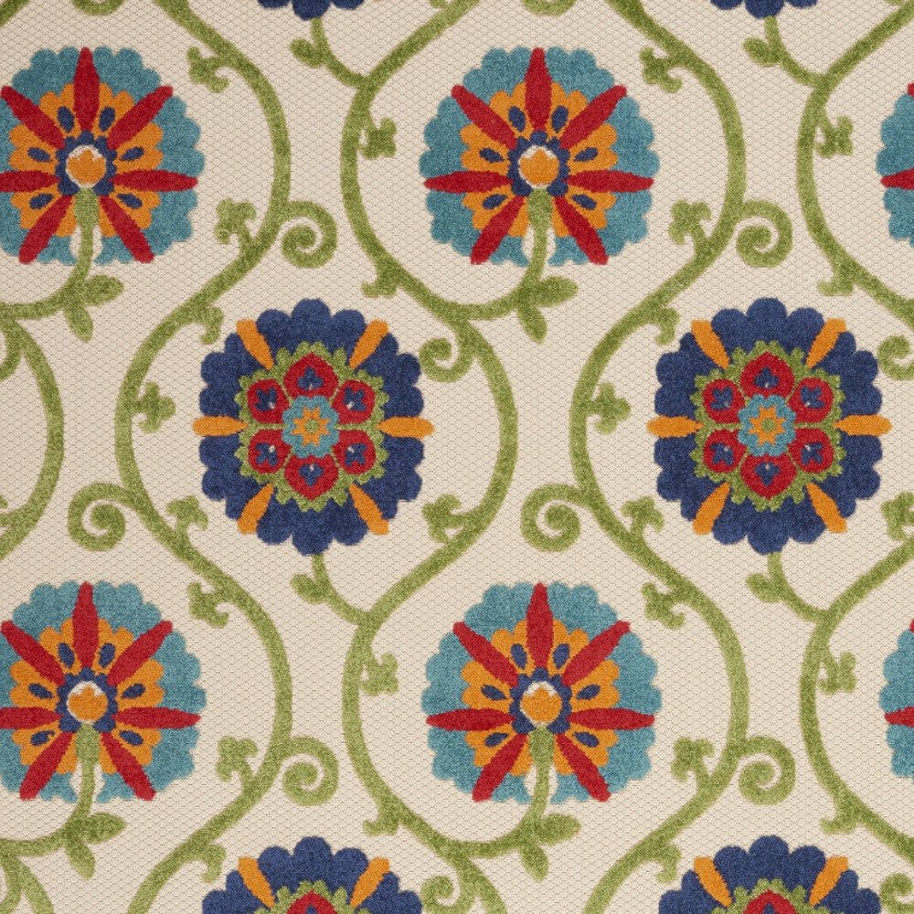5' X 8' Navy Blue Beige Green Blue And Red Floral Indoor Outdoor Area Rug HomeRoots