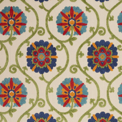 5' X 8' Navy Blue Beige Green Blue And Red Floral Indoor Outdoor Area Rug HomeRoots