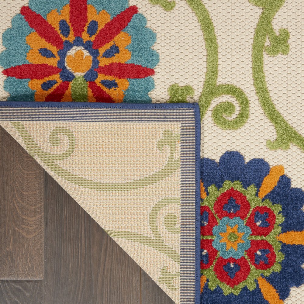 5' X 8' Navy Blue Beige Green Blue And Red Floral Indoor Outdoor Area Rug — view 22