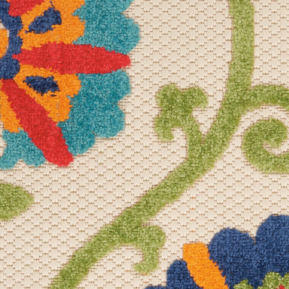 5' X 8' Navy Blue Beige Green Blue And Red Floral Indoor Outdoor Area Rug — view 24