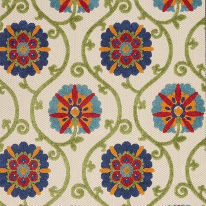 5' X 8' Navy Blue Beige Green Blue And Red Floral Indoor Outdoor Area Rug HomeRoots