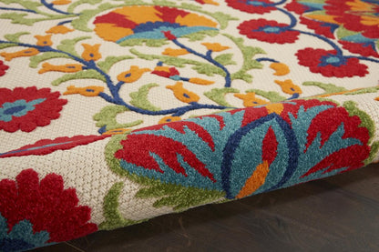 4' X 6' Navy Blue Beige Green Blue And Red Floral Indoor Outdoor Area Rug HomeRoots