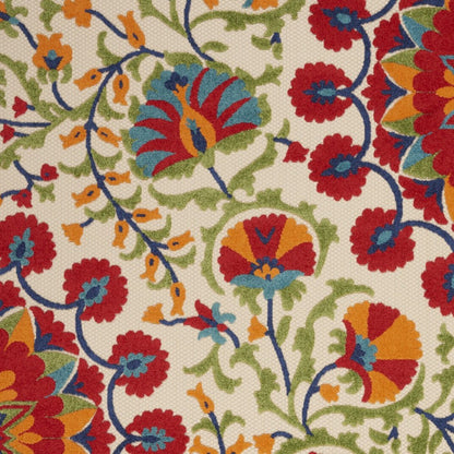 4' X 6' Navy Blue Beige Green Blue And Red Floral Indoor Outdoor Area Rug HomeRoots