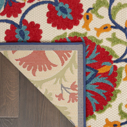 4' X 6' Navy Blue Beige Green Blue And Red Floral Indoor Outdoor Area Rug HomeRoots