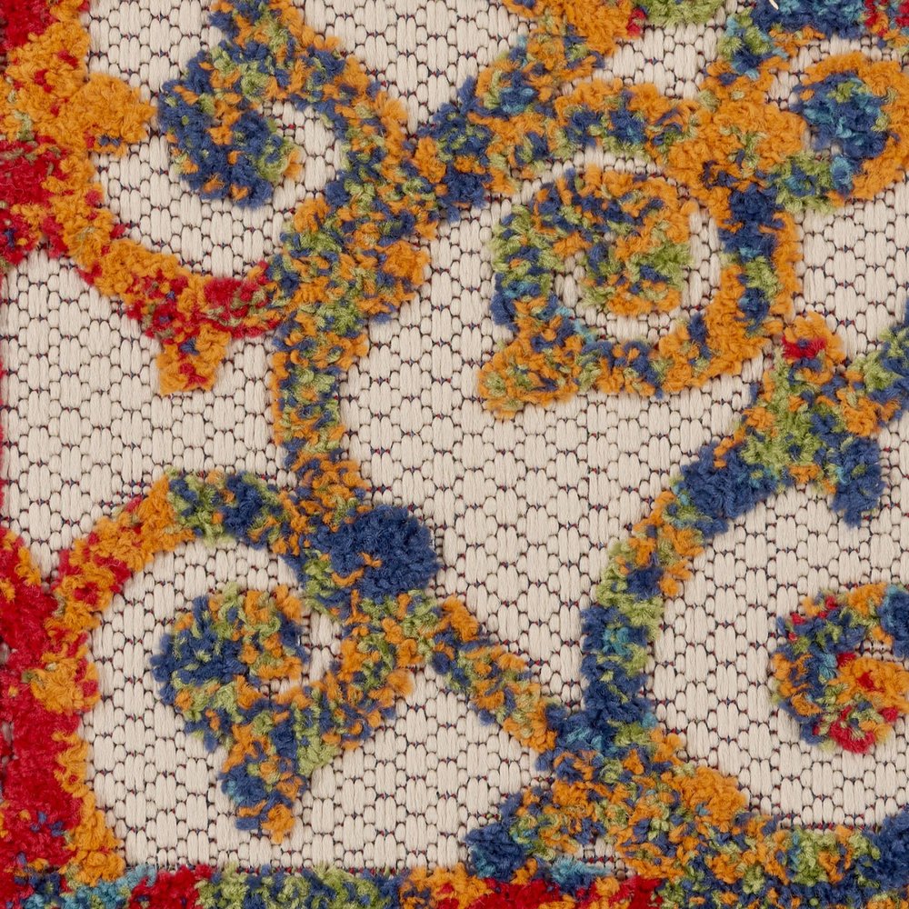 3' X 4' Navy Blue Beige Green Orange And Red Trellis Indoor Outdoor Area Rug HomeRoots