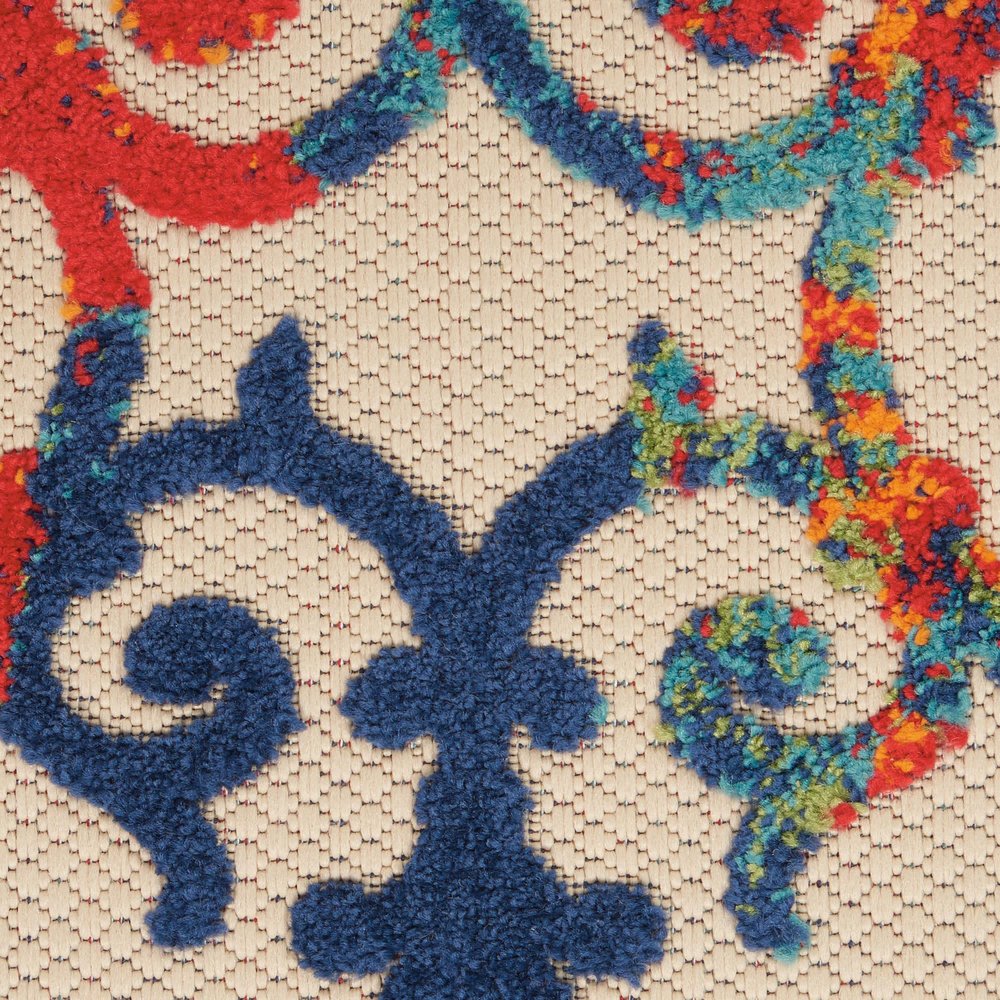 5' X 8' Ivory Blue Orange And Green Trellis Indoor Outdoor Area Rug HomeRoots